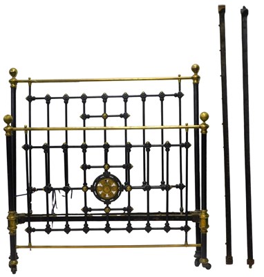 Lot 997 - A Victorian brass and iron bed head and foot,...