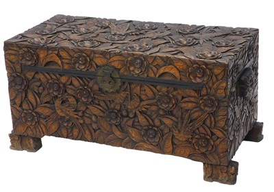 Lot 1000 - An early 20thC Eastern camphor wood chest,...