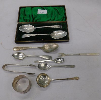 Lot 2197 - A silver pickle fork, with mother of pearl...