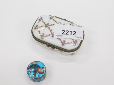 Lot 2212 - A small white metal and enamel pill...