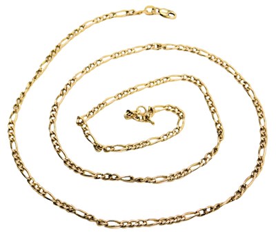 Lot 536 - A 9ct gold figaro link neck chain, on a bolt...