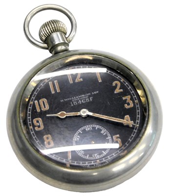 Lot 531 - A military metal cased pocket watch, open face,...