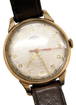 Lot 529 - A Trebex gentlemans 9ct gold cased wristwatch,...