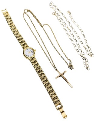 Lot 527 - A 9ct gold crucifix pendant, approximately...