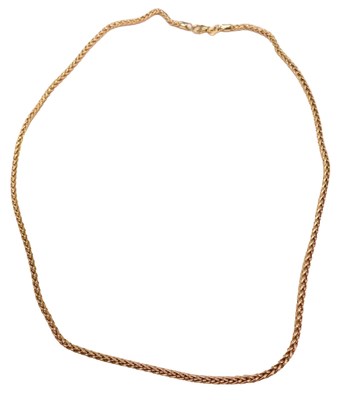 Lot 594 - A 9ct gold spiga link neck chain, on a lobster...