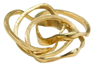 Lot 620 - An interlocking four wish bone ring, yellow...