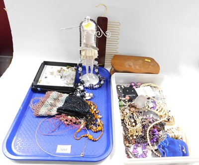 Lot 2217 - A quantity of costume jewellery, jewellery box,...