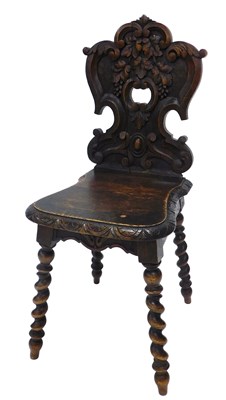 Lot 1008 - A late 19thC Continental ebonised oak hall...