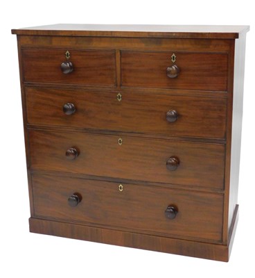 Lot 1017 - A 19thC mahogany chest of drawers, with a...