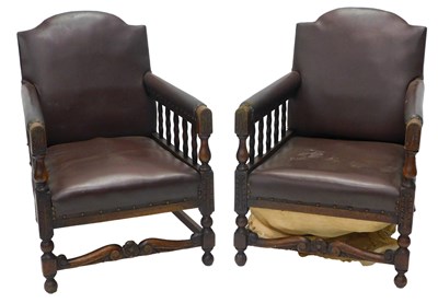 Lot 1179 - A pair of 1920s/30s open armchairs, each with...