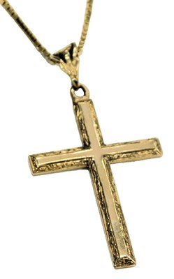 Lot 622 - A 9ct gold cross pendant, 3.3g, one extra box...
