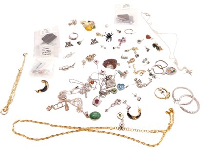 Lot 759 - Assorted silver and costume jewellery, gem or...