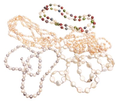 Lot 736 - Assorted freshwater pearl necklaces, various...