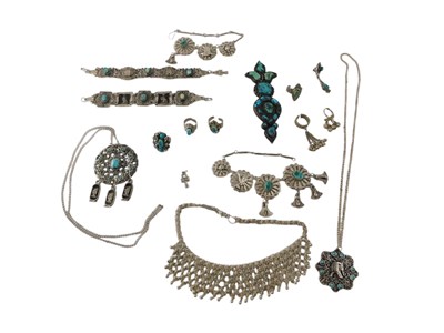 Lot 773 - Assorted South American silver and turquoise...