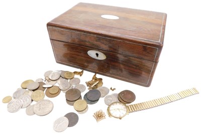 Lot 584 - A Victorian rosewood jewellery box, containing...