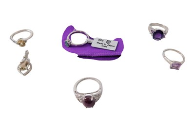 Lot 644 - Assorted silver and gem set dress rings.