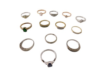 Lot 731 - Assorted silver, white, yellow metal, and gem...