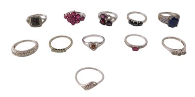 Lot 732 - Assorted silver, white, yellow metal, and gem...