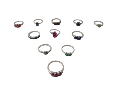 Lot 733 - Assorted silver, white, yellow metal, and gem...
