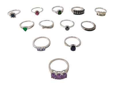 Lot 727 - Assorted silver, white, yellow metal, and gem...