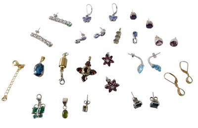 Lot 645 - Assorted silver, gem and paste set...