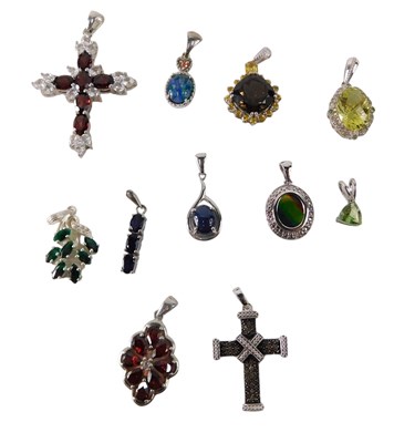 Lot 642 - Assorted silver and gem or paste set...