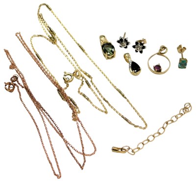 Lot 768 - Assorted 9ct gold and gem set...