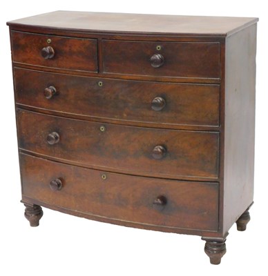 Lot 1028 - A 19thC mahogany bowfront chest of drawers,...