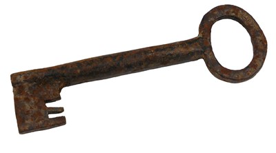 Lot 230 - An 18thC iron key, 20cm long.