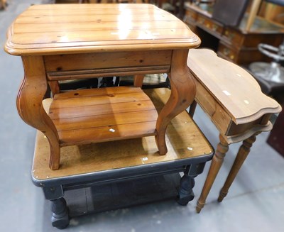 Lot 1517 - A pine serpentine topped side table, with a...