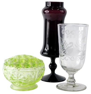 Lot 258 - A late 19thC engraved celery vase, decorated...