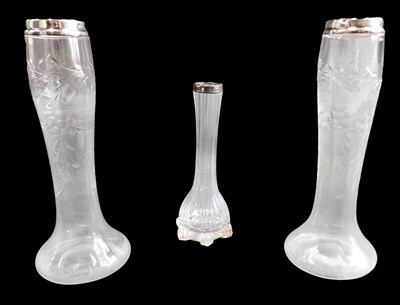Lot 365 - A pair of Edwardian cut glass and silver...