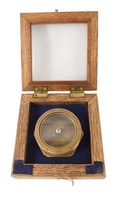 Lot 379 - A replica brass compass, stamped Henry Hughes...