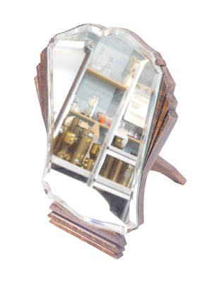 Lot 683 - An Art Deco walnut dressing mirror, with strut...