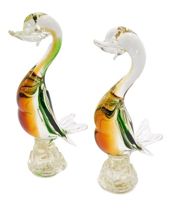 Lot 684 - A pair of Continental Murano style glass birds,...