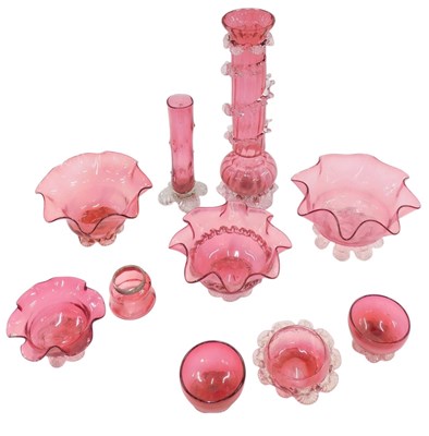 Lot 918 - A cranberry tinted vase, with spiral...