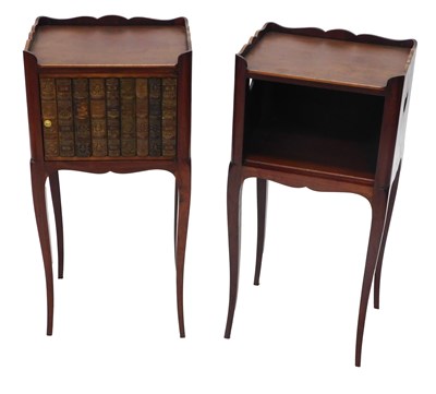 Lot 1039 - A pair of French mahogany bedside cabinets,...
