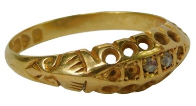 Lot 41 - An 18ct gold and diamond gypsy ring, set with...