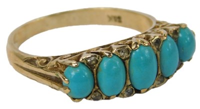Lot 43 - A Victorian 9ct gold turquoise and white stone...