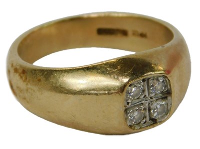 Lot 46 - A 9ct gold and four stone diamond ring, each...