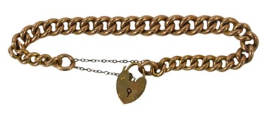 Lot 4 - A 9ct rose gold curb link bracelet, on a gold...
