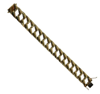 Lot 92 - A 9ct gold Cuban link bracelet, with open box...