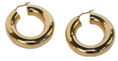 Lot 96 - A pair of 9ct gold hoop earrings, 8g, 3.5cm...