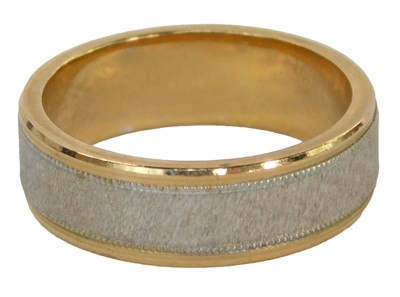 Lot 206 - A 9ct gold and white gold wedding band, with a...