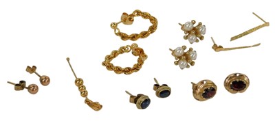 Lot 212 - A group of stud and drop earrings, to include...