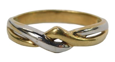 Lot 215 - A two tone band, of interlocking form, yellow...