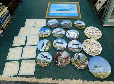 Lot 2106a - An aircraft print and Doulton plates, with...