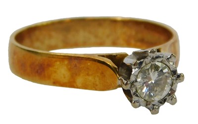 Lot 224 - An 18ct gold and diamond ring, the round...
