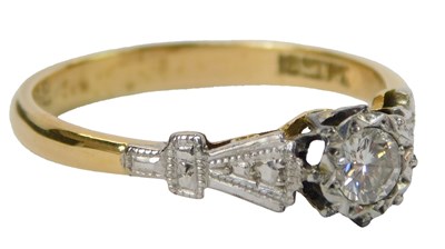 Lot 225 - A diamond ring, illusion set, on shaped...