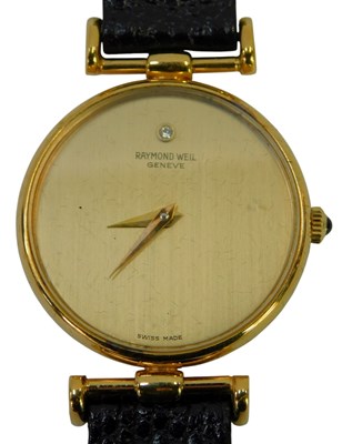 Lot 229 - A Raymond Weil lady's 18ct gold plated...